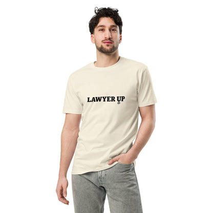 Unisex Lawyer Up premium light T-shirt by wayward.biz featuring natural color and front graphic design.