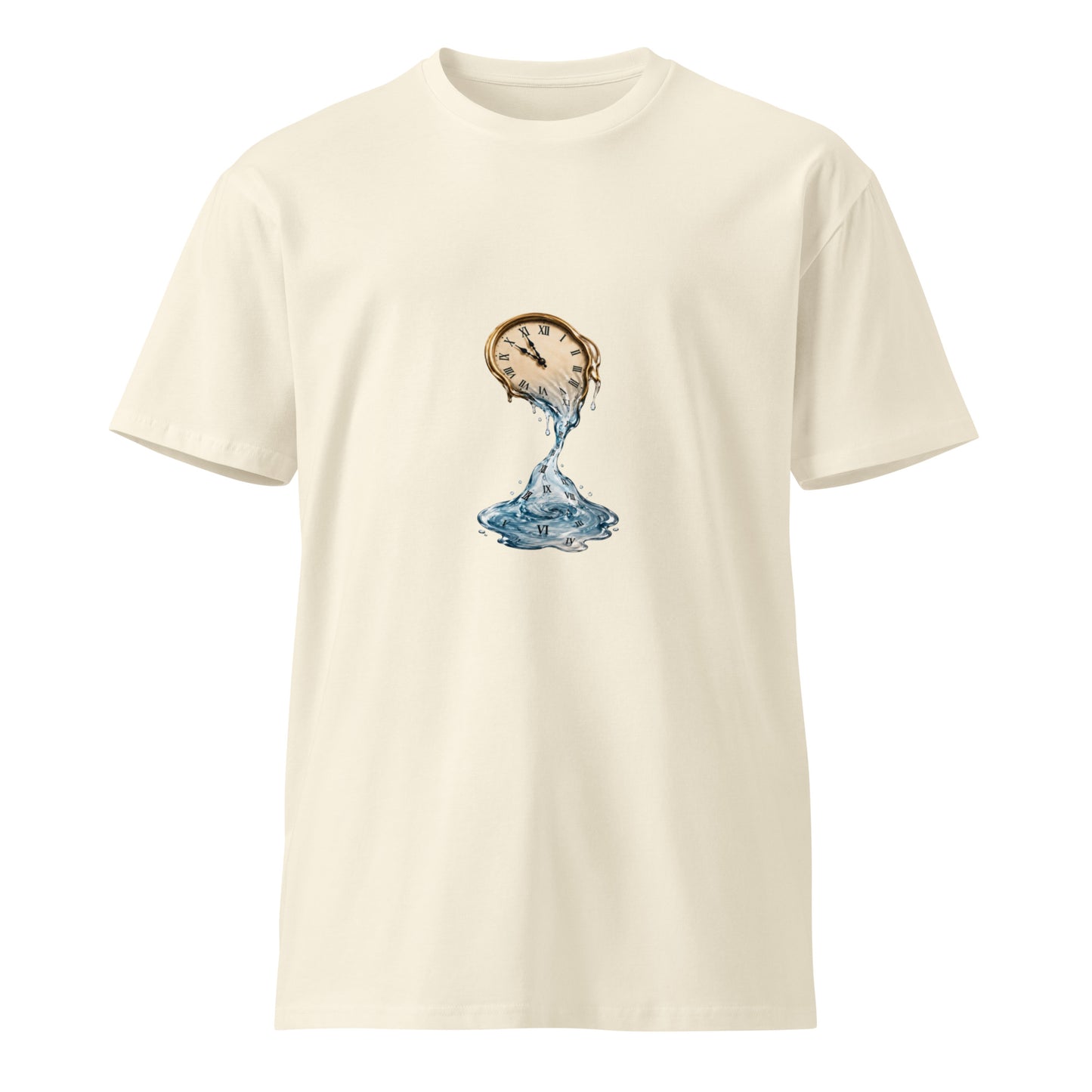 Unisex premium Liquid Time T-shirt from wayward.biz with natural front view, showcasing comfortable fit and soft fabric.