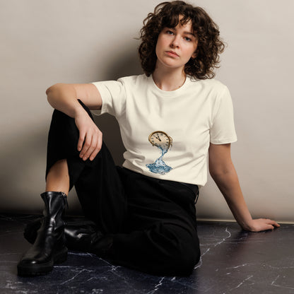 Unisex premium Liquid Time t-shirt by wayward.biz, natural color, front view showing classic fit and high-quality fabric.