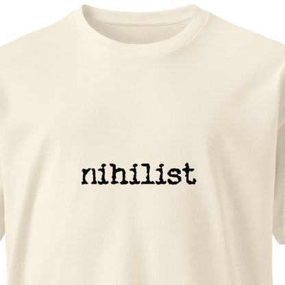 Unisex Nihilist Premium T-Shirt by wayward.biz in natural color, front view showcasing soft fabric and casual fit.