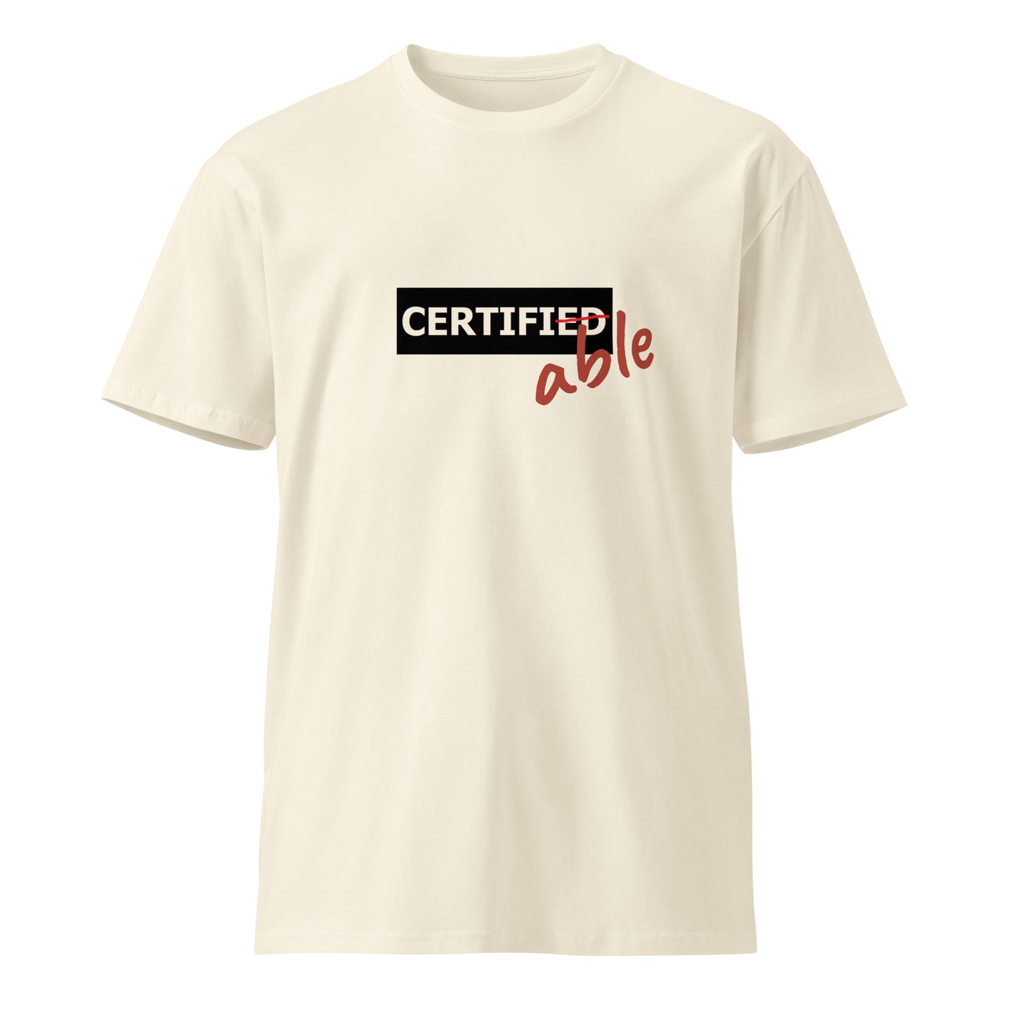 Unisex premium T-shirt by wayward.biz in natural color, front view showcasing a comfortable, stylish fit and soft fabric.
