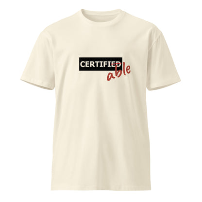 Unisex premium T-shirt by wayward.biz in natural color, front view showcasing a comfortable, stylish fit and soft fabric.