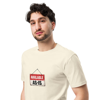 Unisex premium T-shirt by wayward.biz in natural color, front view showing smooth fabric and classic fit.