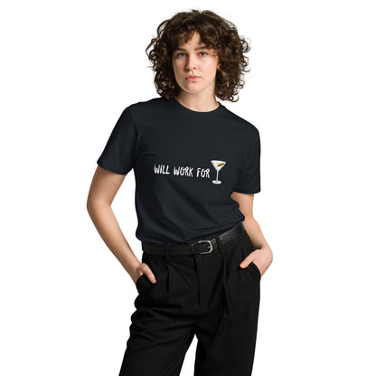 Unisex navy premium T-shirt for martini lovers by wayward.biz, front view showing classic design and comfortable fit.