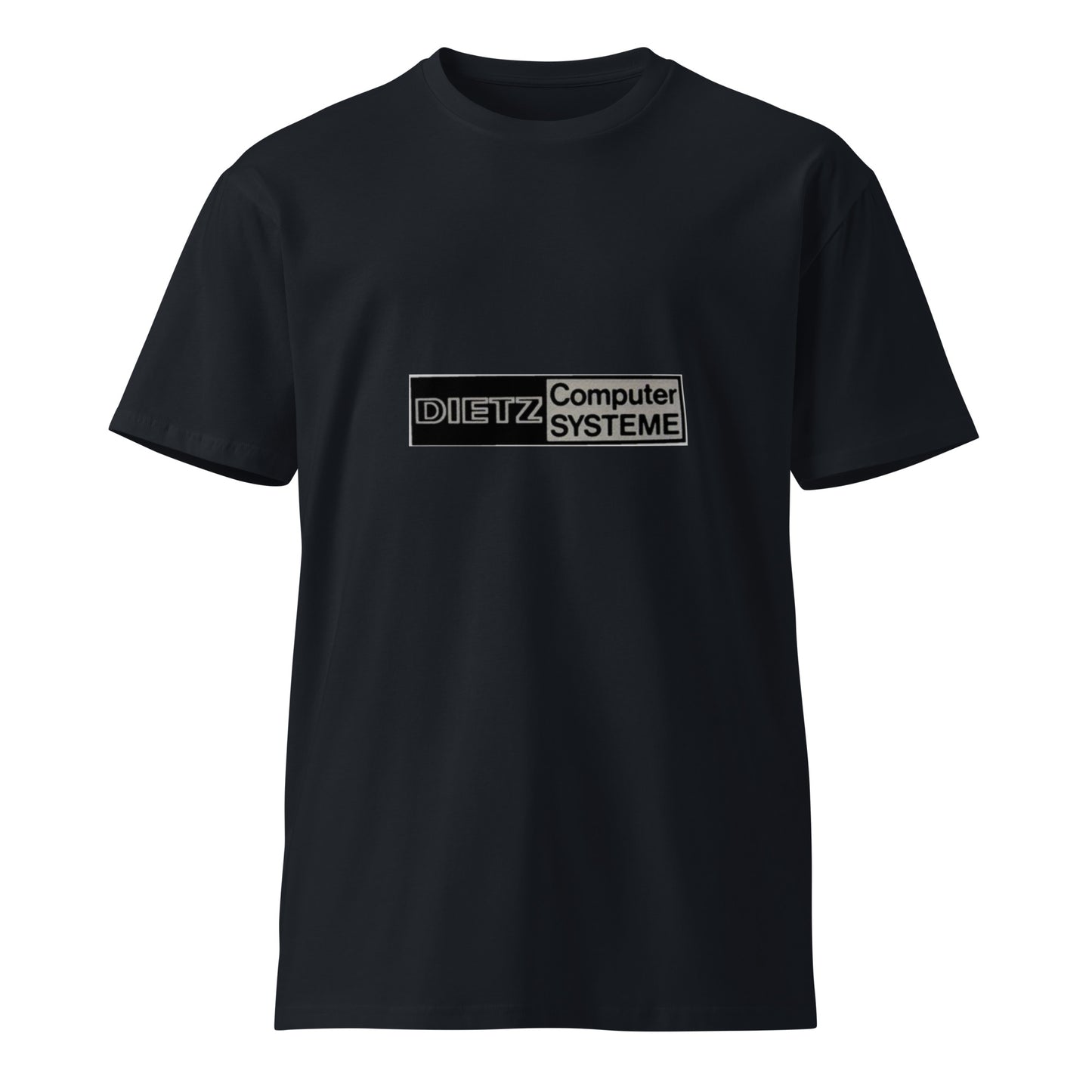 Unisex navy premium T-shirt by Dietz Computer Systeme with a front design, made by wayward.biz.