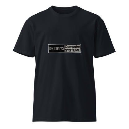 Unisex navy premium T-shirt by Dietz Computer Systeme with a front design, made by wayward.biz.