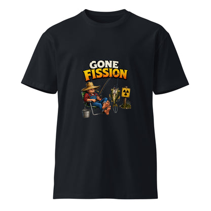 Navy Gone Fission unisex premium T-shirt by wayward.biz, front view showing minimalist design and comfortable fit.
