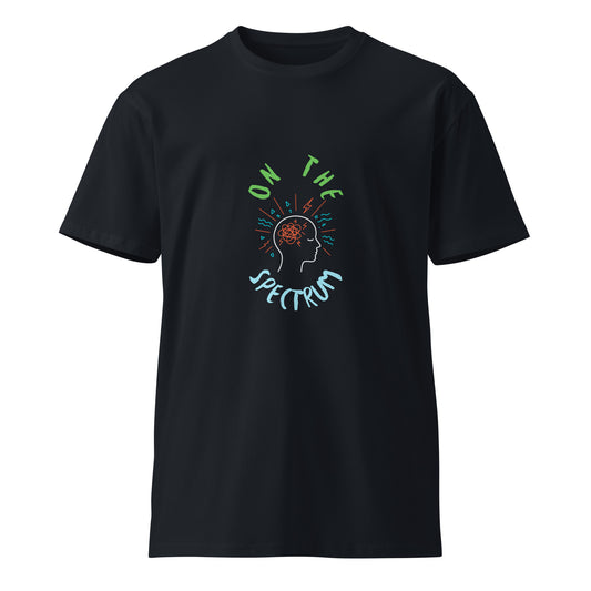 Unisex dark navy premium T-shirt from Wayward.biz featuring a simple front design, made from soft, high-quality fabric.