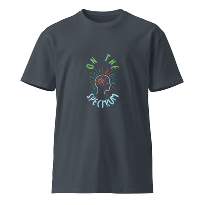 Unisex premium dark T-shirt in petrol blue by Wayward.biz, front view showcasing soft fabric and classic fit.