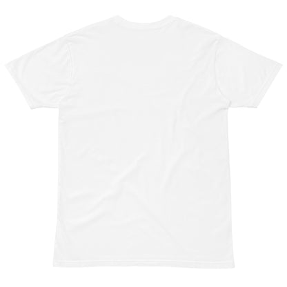Unisex premium white T-shirt from Wayward.biz with a simple back design, made of light, comfortable fabric.