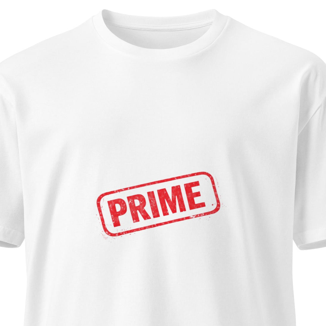 White Prime unisex premium T-shirt from wayward.biz, front view showing soft fabric and classic fit.