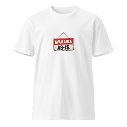 Unisex white premium T-shirt by wayward.biz displayed front view, soft fabric, classic fit, suitable for casual wear.