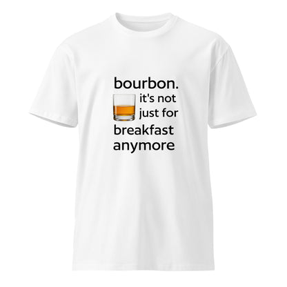 White unisex premium bourbon-themed T-shirt from Wayward.biz featuring a stylish design on the front.