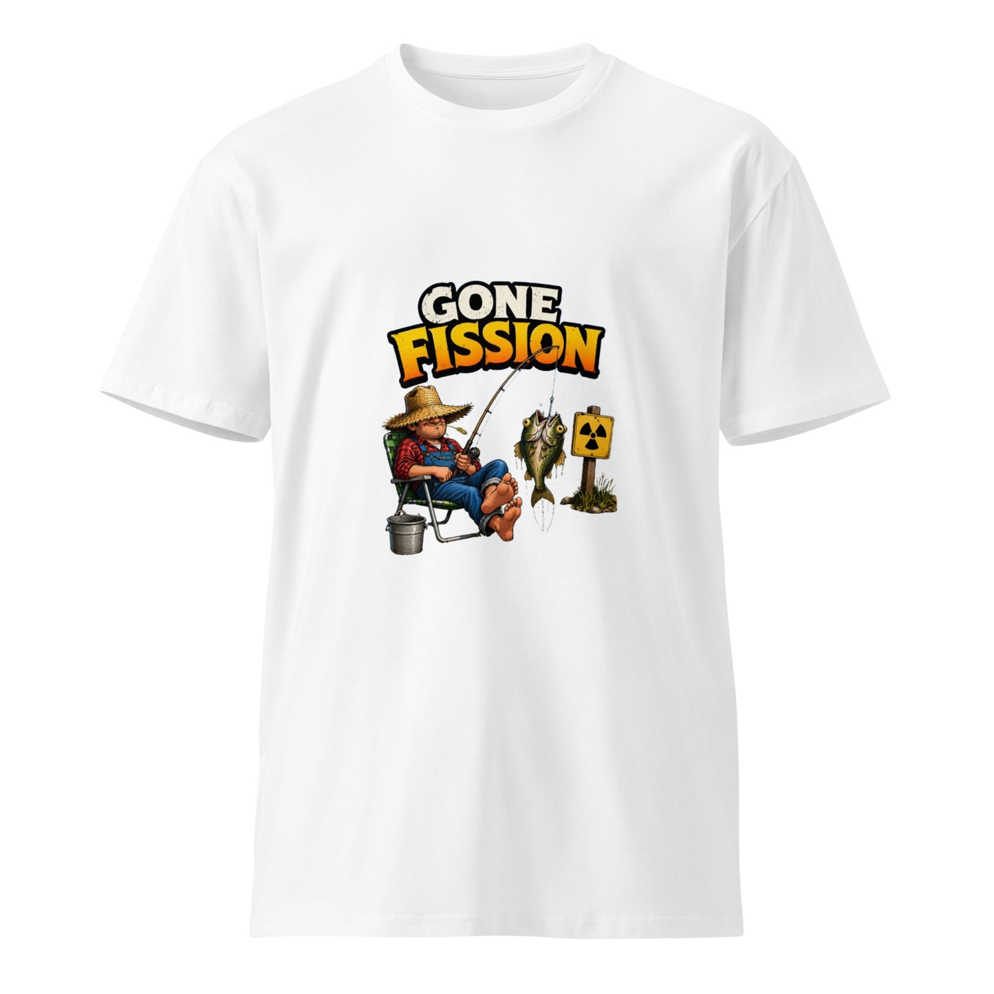 White Gone Fission unisex premium T-shirt from wayward.biz with a front graphic design.
