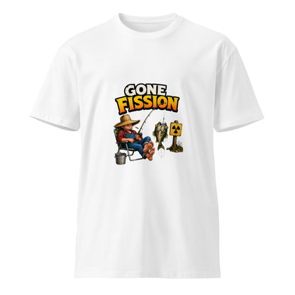 White Gone Fission unisex premium T-shirt from wayward.biz with a front graphic design.