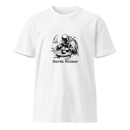 Unisex white Darth Glazer premium T-shirt by wayward.biz with front graphic, lightweight and stylish for casual wear.