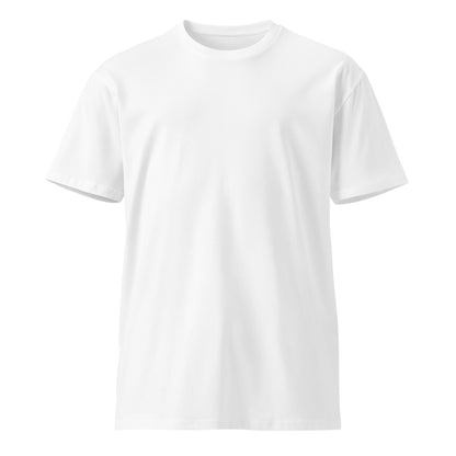 White unisex premium T-shirt by Wayward.biz featuring a silverback gorilla graphic on the back, casual and stylish fit.