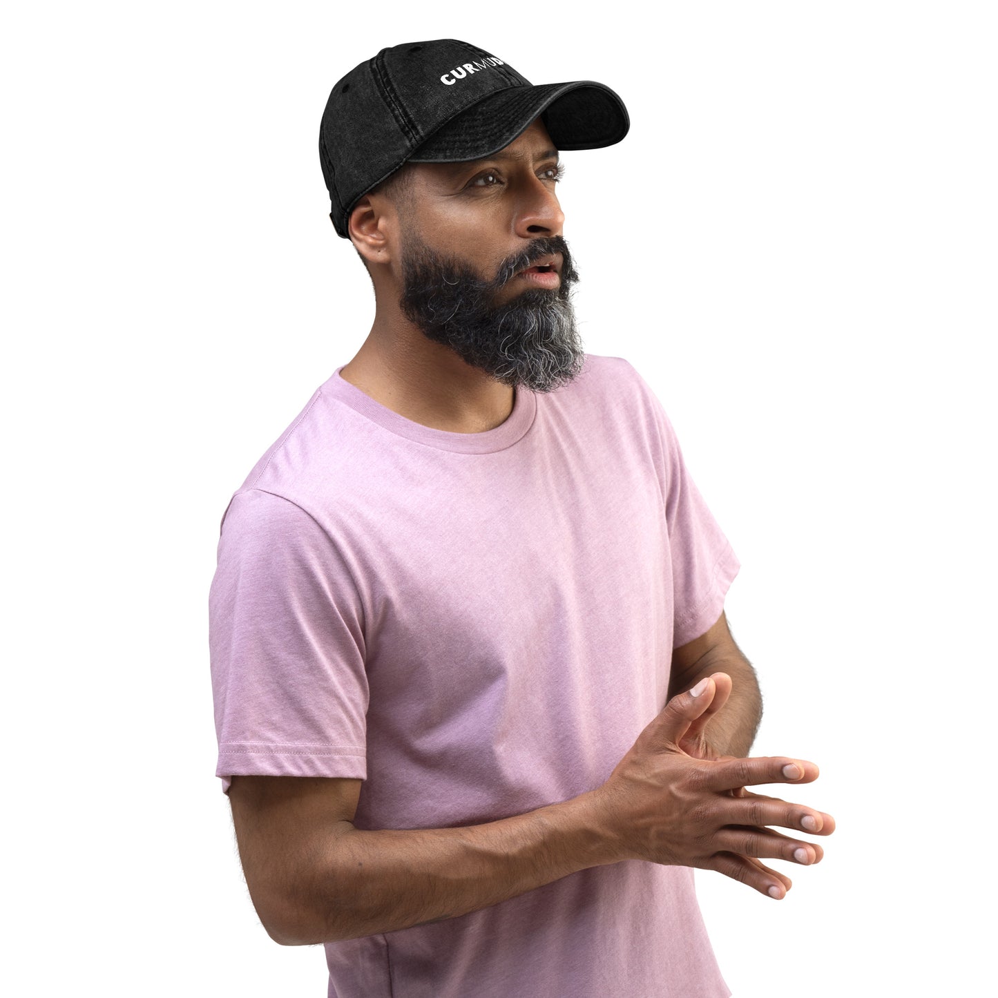 Black vintage cotton twill cap with curved brim, featuring a classic design, from Wayward.biz's Curmudgeon collection.