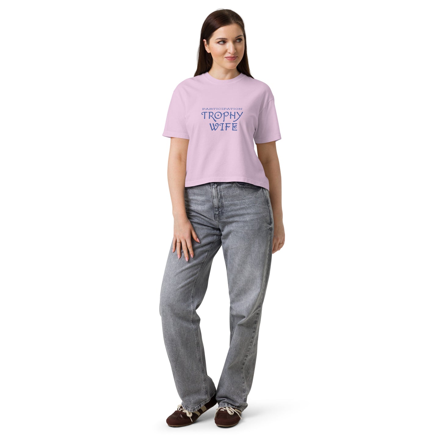 Women’s heavyweight boxy T-shirt in orchid color by wayward.biz, featuring a casual fit and front design.