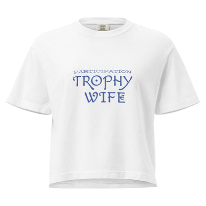 Women’s heavyweight boxy T-shirt by wayward.biz featuring a white, relaxed fit design with a front view.